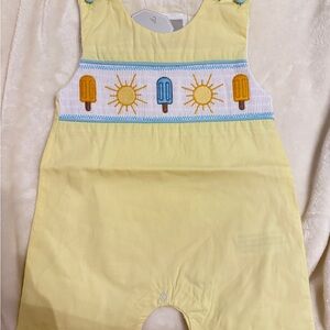 Yellow Baby Romper with Popsicle and Sun Embroidery